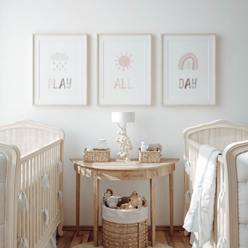 Neutral play all day set of 3 art print