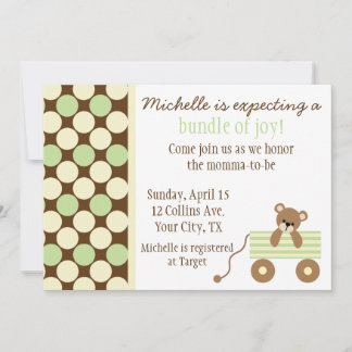 Neutral Polka Dots Baby Shower Invitation