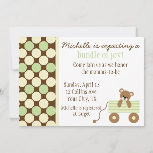 Neutral Polka Dots Baby Shower Invitation