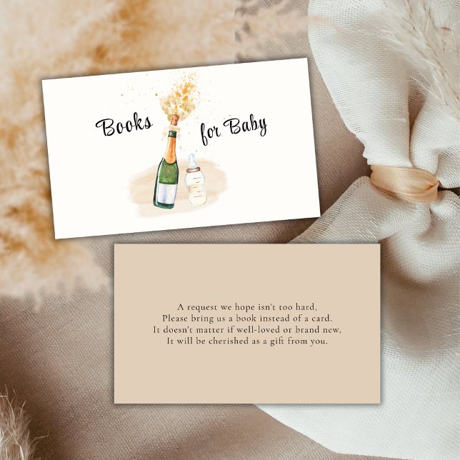 Neutral Poppin Champagne Books For Baby Shower Enclosure Card (Neutral Poppin Champagne Books For Baby Shower Enclosure Card)