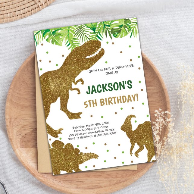 Neutral Printable Dino Theme Invitation (Dinosaur Birthday Cards)