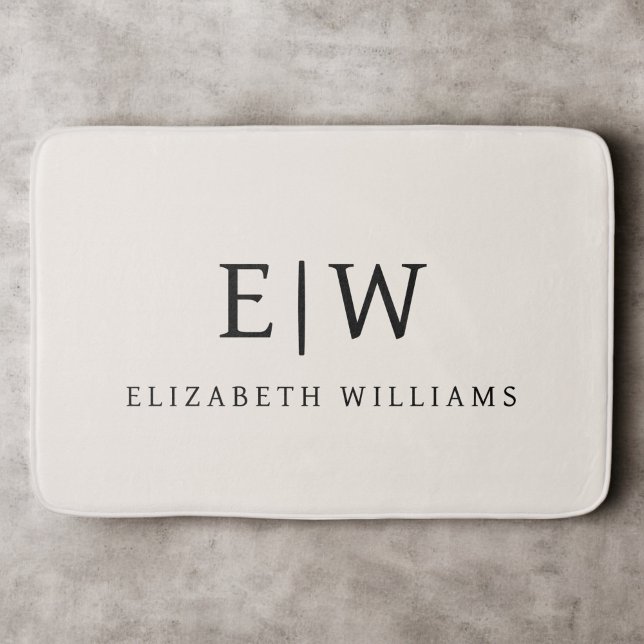 Neutral Professional Simple Monogram Minimalist Bath Mat (Creator Uploaded)