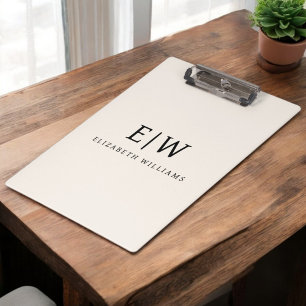 Neutral Professional Simple Monogram Minimalist Clipboard