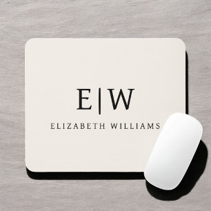 Neutral Professional Simple Monogram Minimalist Mouse Pad