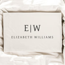 Neutral Professional Simple Monogram Minimalist Pillow Case