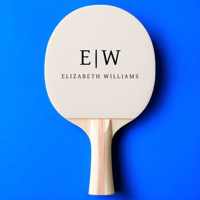 Neutral Professional Simple Monogram Minimalist Ping Pong Paddle (Creator Uploaded)