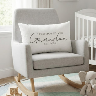 Neutral Promoted To Grandma EST Year Script Lumbar Pillow