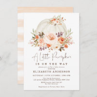 Neutral Pumpkin Baby Shower Fall Autumn Floral Invitation