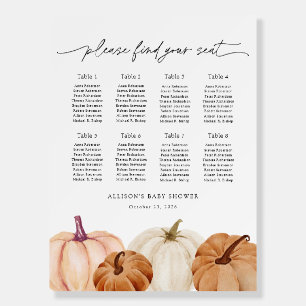 Neutral Pumpkin Fall Baby Shower Seating Chart Foam Board