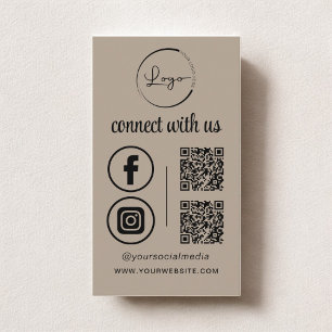 Neutral QR Connect With Us Business Logo Card