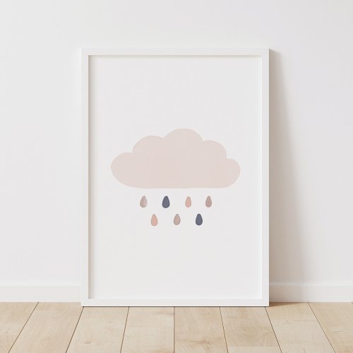 Neutral Rain Cloud Nursery Poster