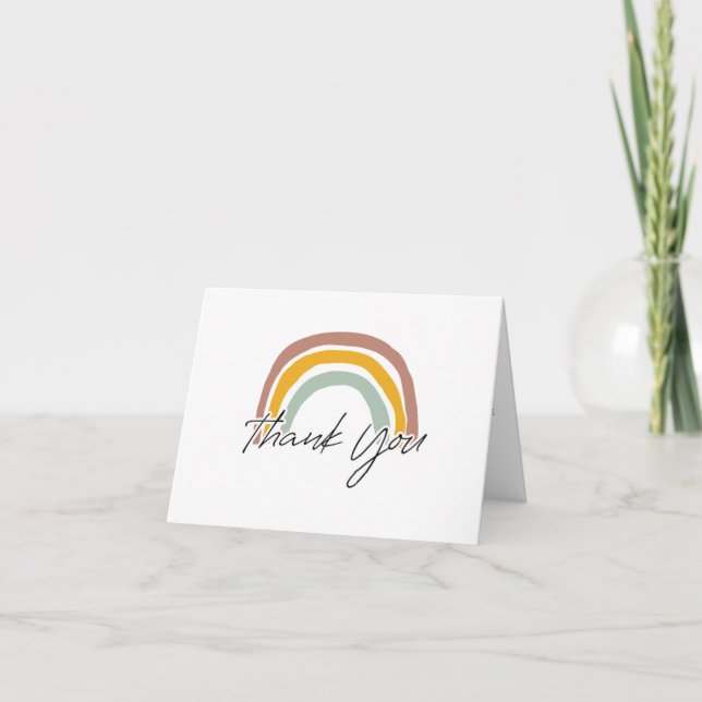 Neutral Rainbow Baby Shower Thank You Card (Front)