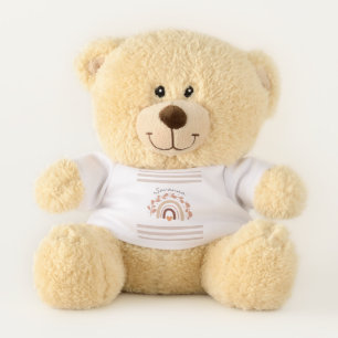 Neutral Rainbow Custom Name Baby Shower  Teddy Bear