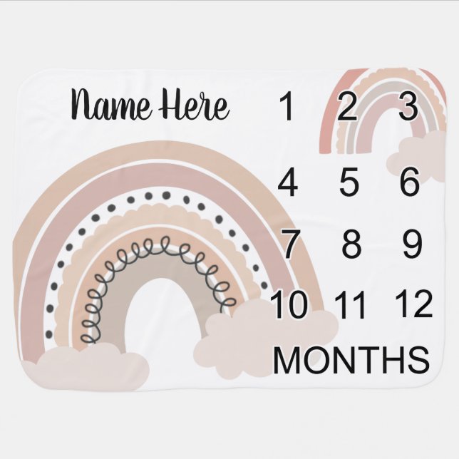 Neutral Rainbows Milestone Blanket (Horizontal)
