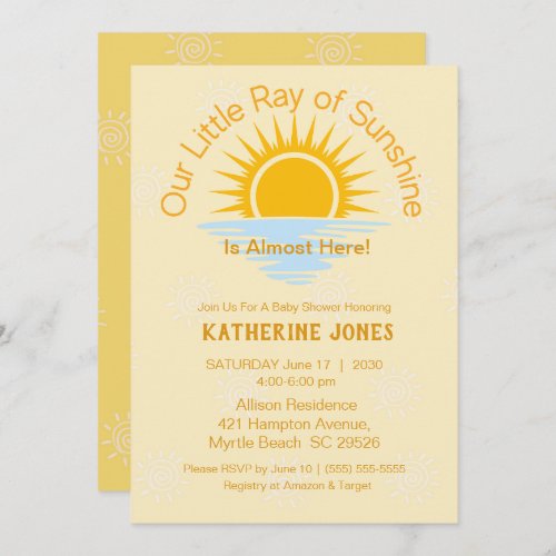 Neutral Ray of Sunshine Baby Shower Invitation