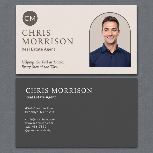 Neutral Real Estate Agent Photo Professional Business Card (Creator Uploaded)