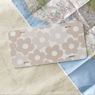 Neutral Retro Daisies #1 #floral #decor #wall #art License Plate