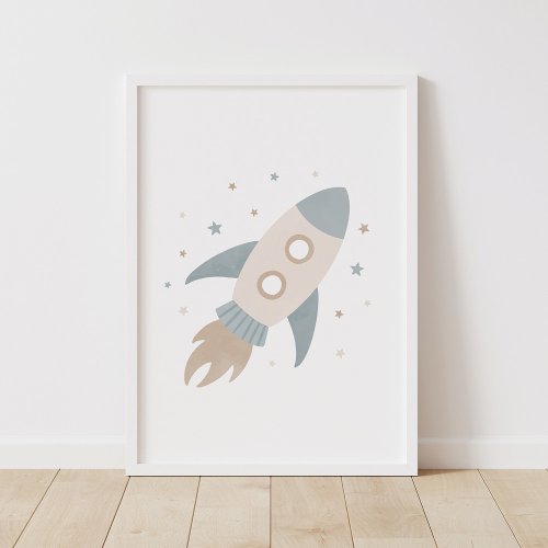 Neutral Rocket Ship Outer Space Kids Room Decor