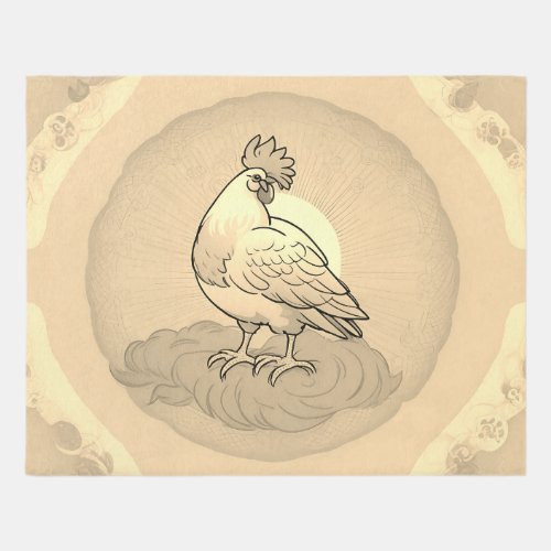 Neutral Rooster Rug _ Cream Beige Chicken Carpet