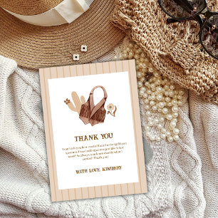 Neutral Rustic Boho Cactus Cowgirl Baby Shower  Thank You Card