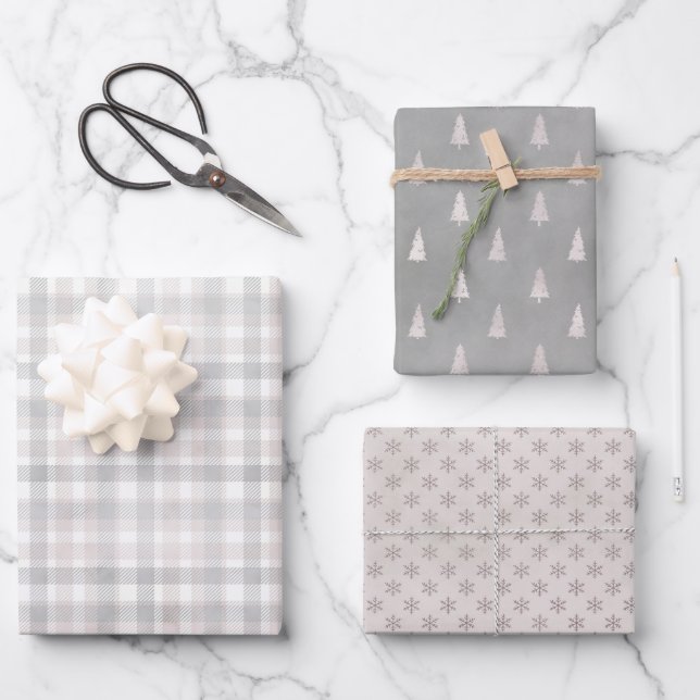 Neutral Rustic Christmas Wrapping Paper Sheets (Front)