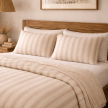 Neutral Rustic Farmhouse Striped Beige & Taupe