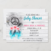 *~ Neutral Rustic Peace & Love Hippie  Baby Shower Invitation (Back)