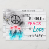*~ Neutral Rustic Peace & Love Hippie  Baby Shower Invitation (Front/Back)