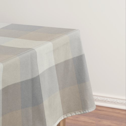 Neutral Rustic Tan Gray Ivory Plaid Tablecloth