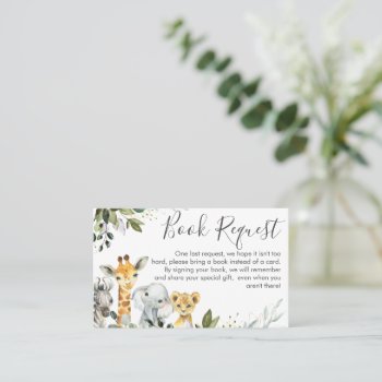 Neutral Safari Animals  Book Request Card Insert by figtreedesign at Zazzle