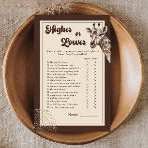 Neutral Safari Giraffe Higher or Lower Baby Game