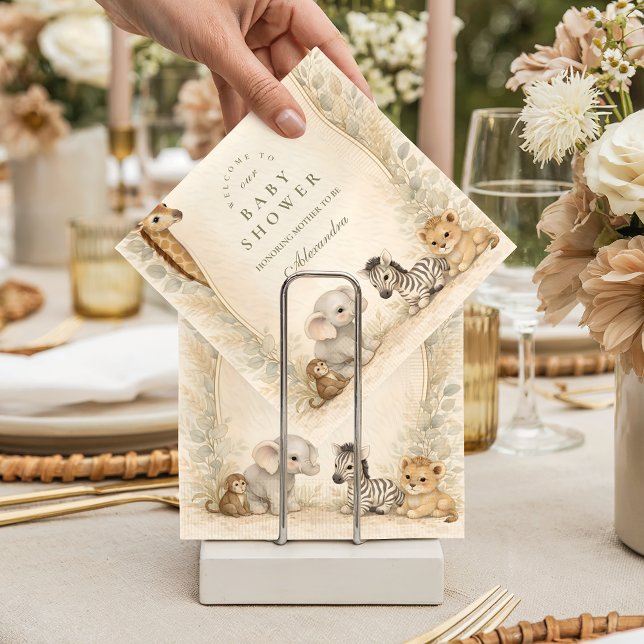 Neutral Safari Jungle Animals Baby Shower Napkins (Creator Uploaded)