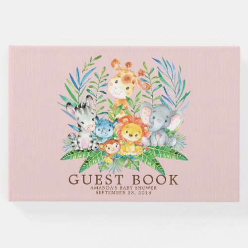 Neutral Safari Jungle Girls Baby Shower Guest Book