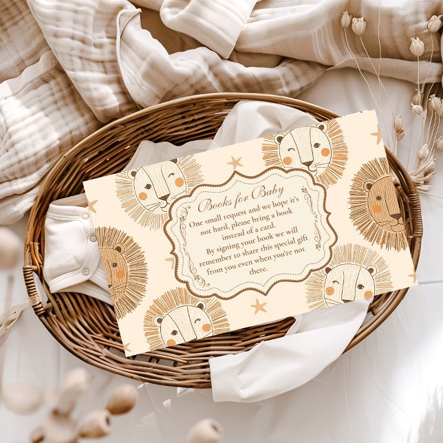 Neutral Safari Lion Baby Shower Books for Baby  Enclosure Card (Creator Uploaded)