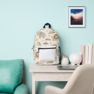 Neutral Safari Luxury Kids Backpack Pattern