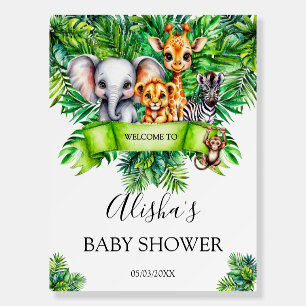 Neutral Safari Wild Animals Welcome Baby Shower Foam Board