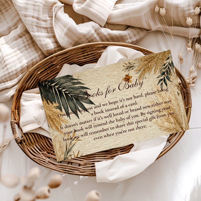 Neutral Safari Woodland Baby Shower Books For Baby Enclosure Card (Creator Uploaded)