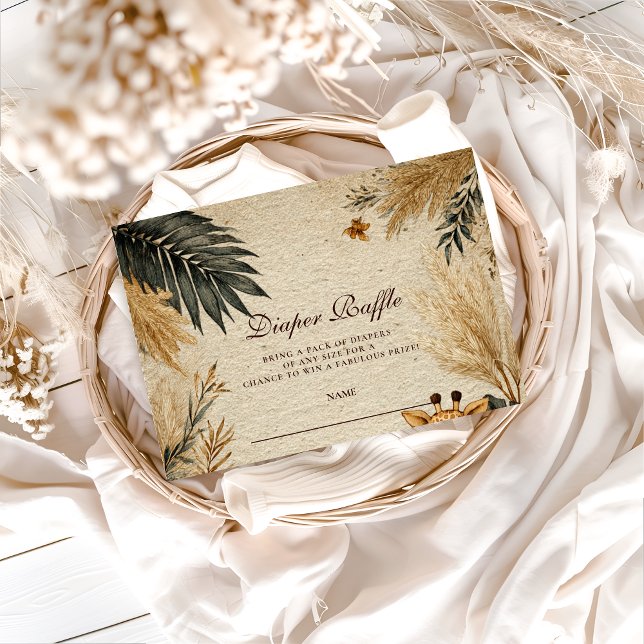 Neutral Safari Woodland Baby Shower Diapper Raffle Enclosure Card (Creator Uploaded)