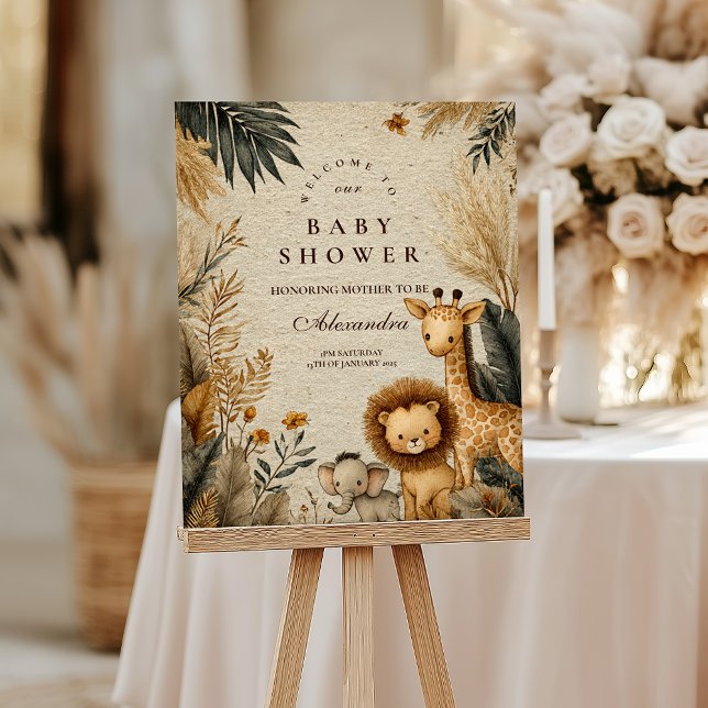 Neutral Safari Woodland Baby Shower Foam Board (Creator Uploaded)