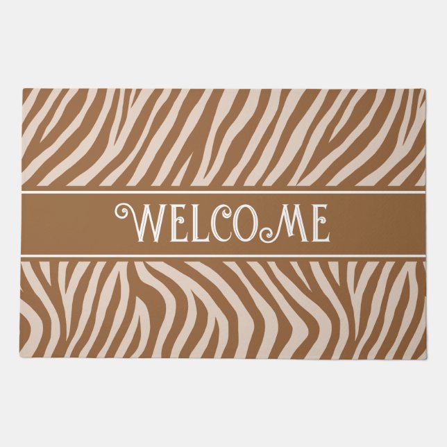 Neutral Safari Zebra Welcome Rug for Modern Homes (Front)