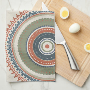 Neutral Sage Blue Multi Mandala Kitchen Towel
