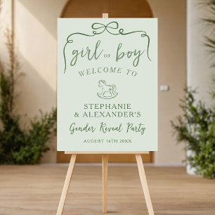 Neutral Sage Green Gender Reveal Welcome Sign