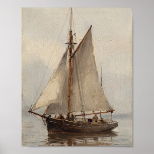 Neutral Sailboat I Vintage Painting Poster