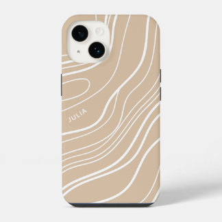 Neutral Sand Wave Minimalist Modern Personalized  iPhone 14 Case