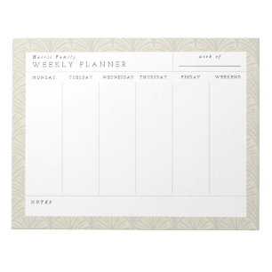 Neutral Scallops Family Weekly Planner Notepad