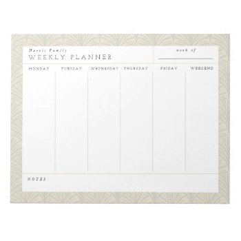 Neutral Scallops Family Weekly Planner Notepad by Low_Star_Studio at Zazzle