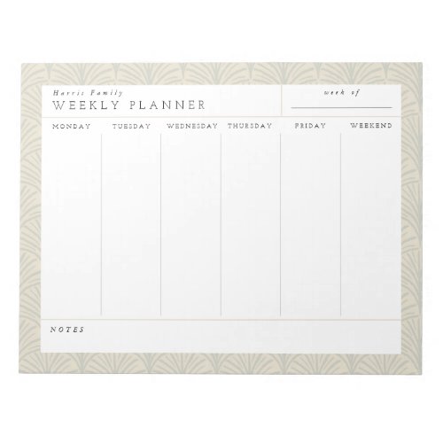 Neutral Scallops Family Weekly Planner Notepad