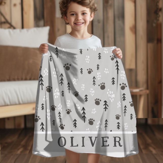 Neutral Scandinavian Dog Pattern Custom Baby Blanket (Creator Uploaded)