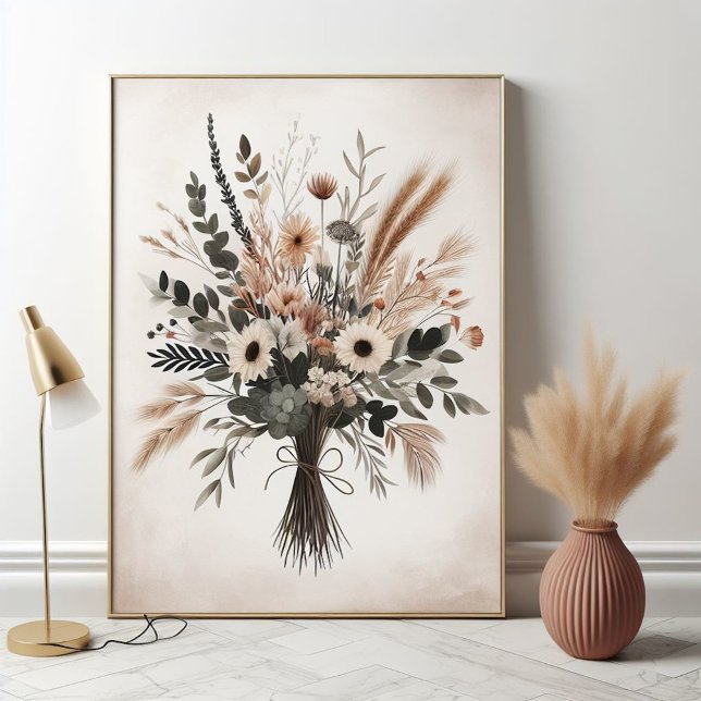Neutral Scandinavian Floral Bouquet Art Pattern Poster (Creator Uploaded)