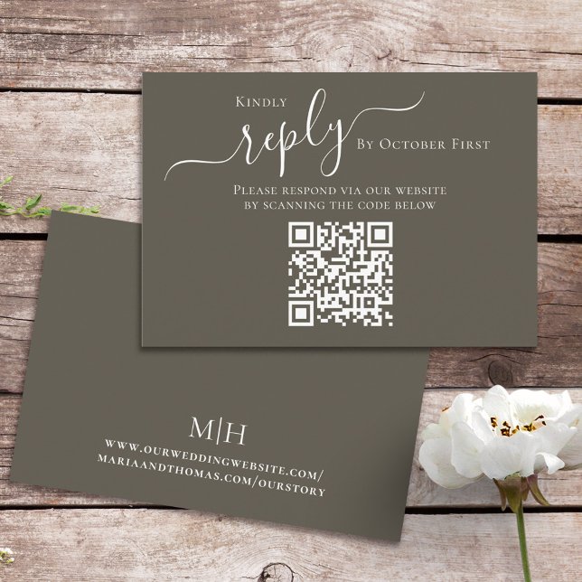 Neutral Script Wedding Reply QR Code Template (Creator Uploaded)